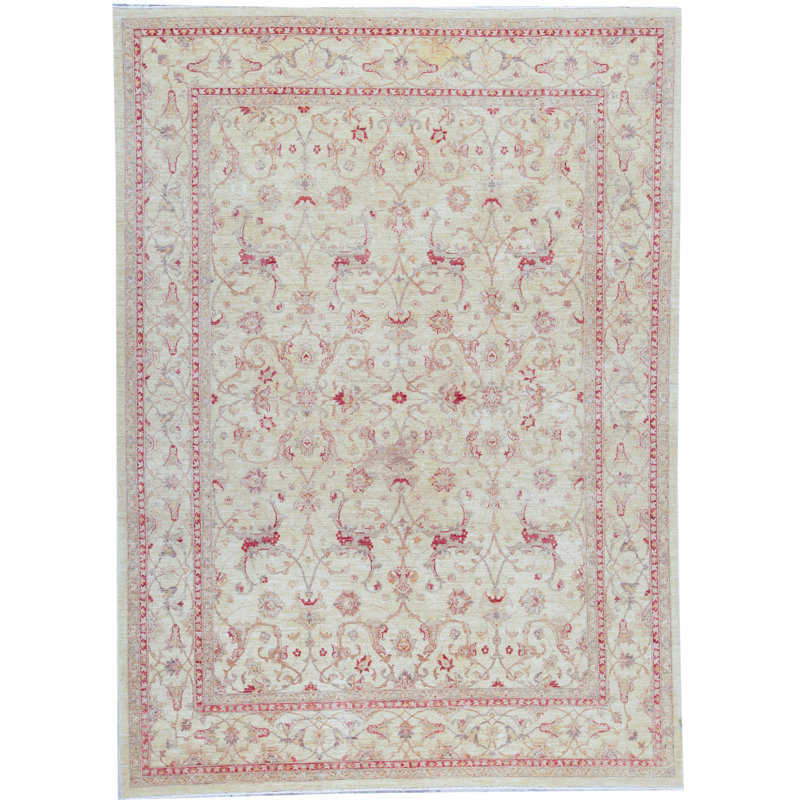 Hand-Knotted High-Quality Ivory Area Rug
