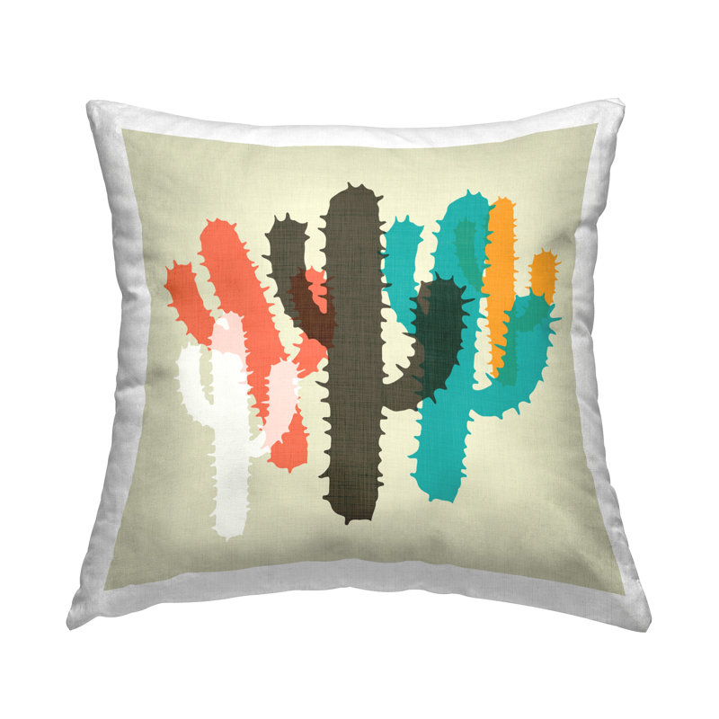 Overlapping Cactus Pattern Decorative Printed Throw Pillow Design by Sd Graphics Studio