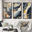Pastel abstrait avec taches bleues noires et dorées - ensemble d'art géométrique moderne de 3 pièces-174731768-174731766