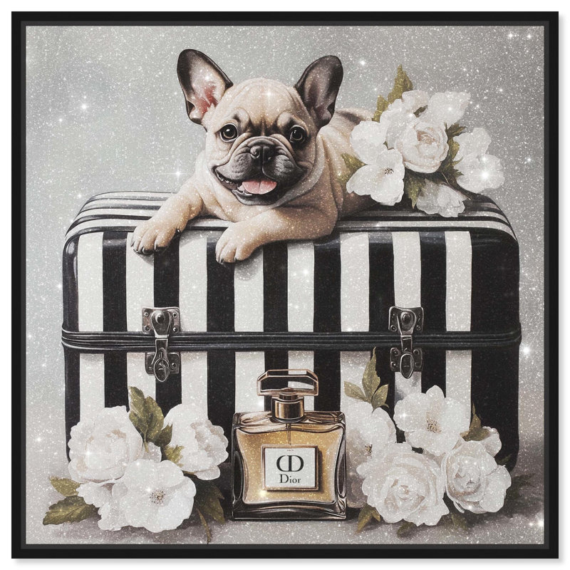 Art sur toile Frenchie, H 13 po x l 13 po, Noir, Cadre flottant
