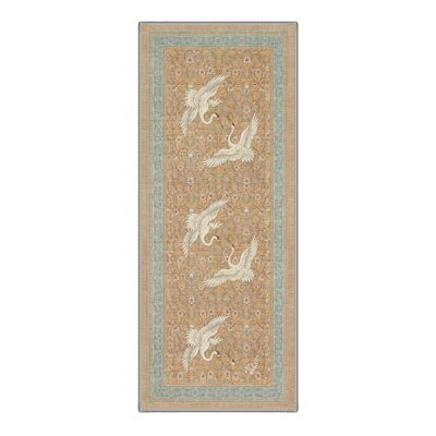 Alfred Crane Vista Vintage Machine Washable Beige / Yellow Indoor Area Rug with Non-Slip Backing