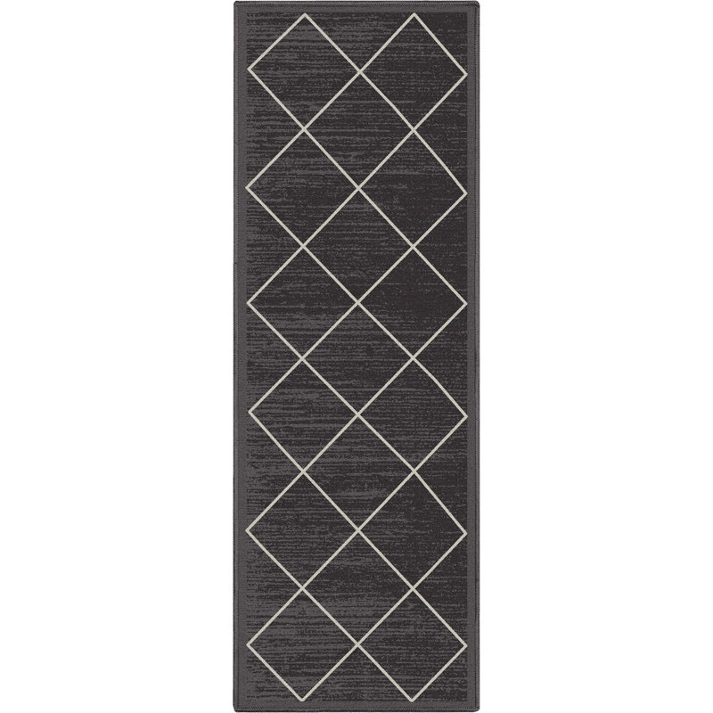 Gioanna Clover Moroccan Flatweave Dark Gray Area Rug, Runner 1'8" x 5'