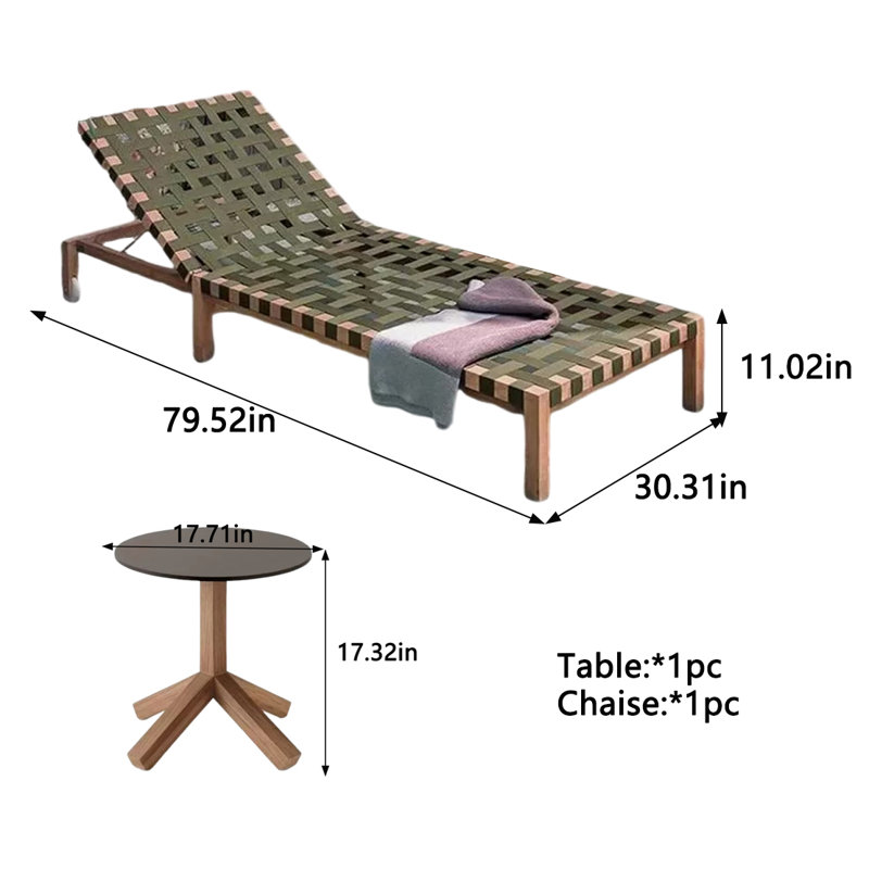 Outdoor Chaise Lounge Set with Table