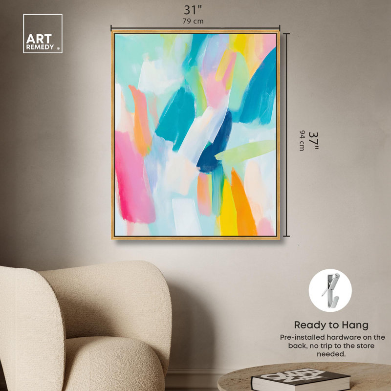 «Whirlwind of Color I Canvas Bright Abstracts» par Art Remedy, H 37 po x l 31 po, Cadre flottant doré