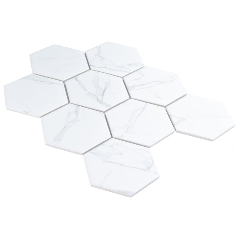 Carrione Super Hex Matte Carrara 10" x 11-1/2" Porcelain Mosaic Tile