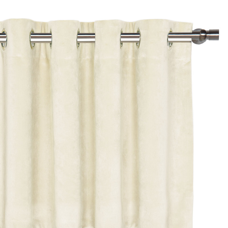 Nellis Plush Velvet Room Darkening Curtain, 96" W x 84" L, Ivory