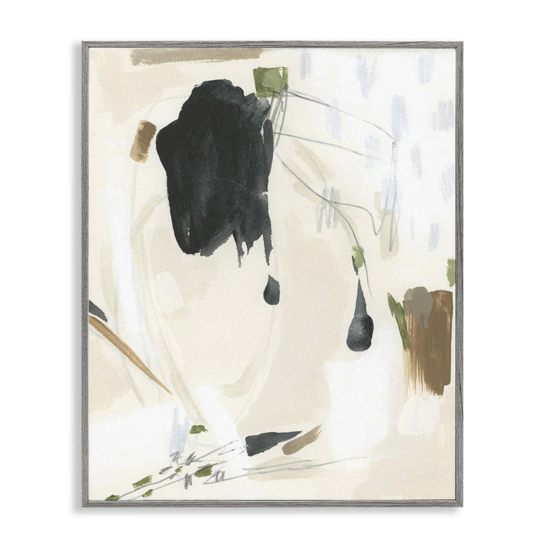 Peinture abstraite subtile encadrée en blanc par June Erica Vess, Estampe numérique Farmhouse, H 14 po x l 11 po