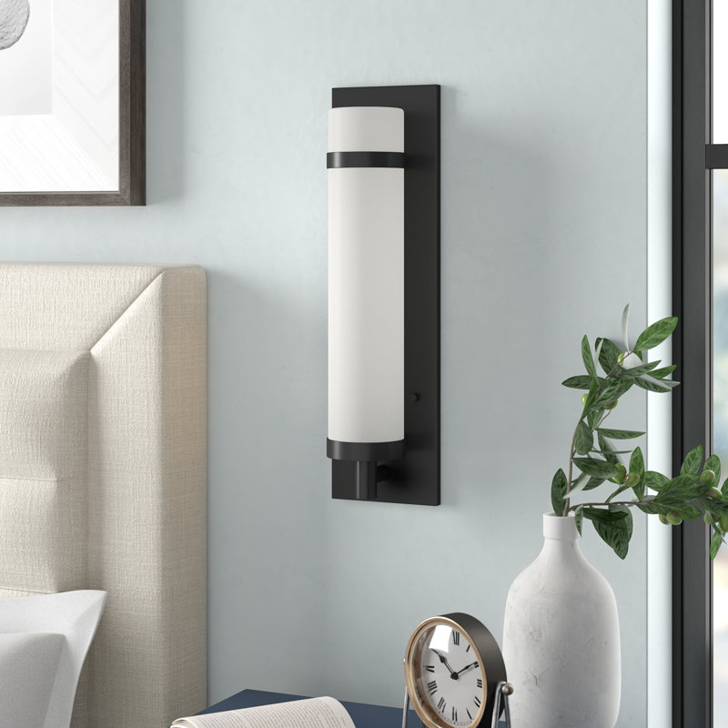 Asencion Flush Mounted Sconce, 18'' H x 5'' W x 4'' D, Black