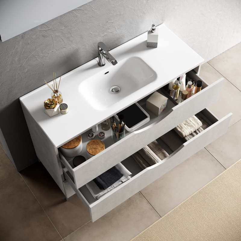 Stadtfeld Vanity & Mirror Set, Dark Wood