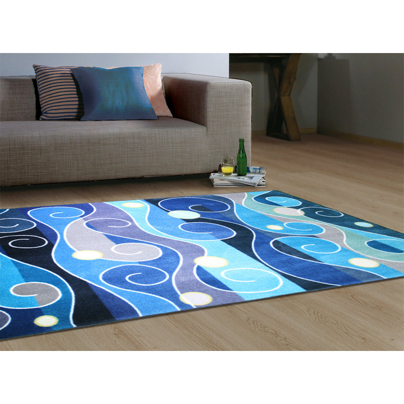 Tapis bleu / noir Berkhamstead, Rectangle 3 pi 9 po x 5 pi 5 po