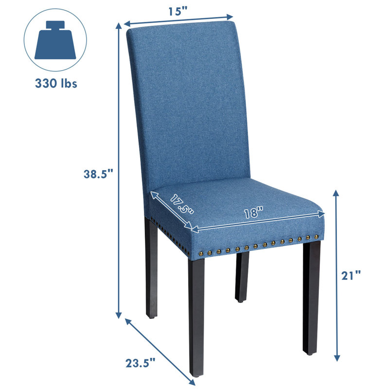 Breda 21.00'' H Linen Upholstered Side Chair, Blue