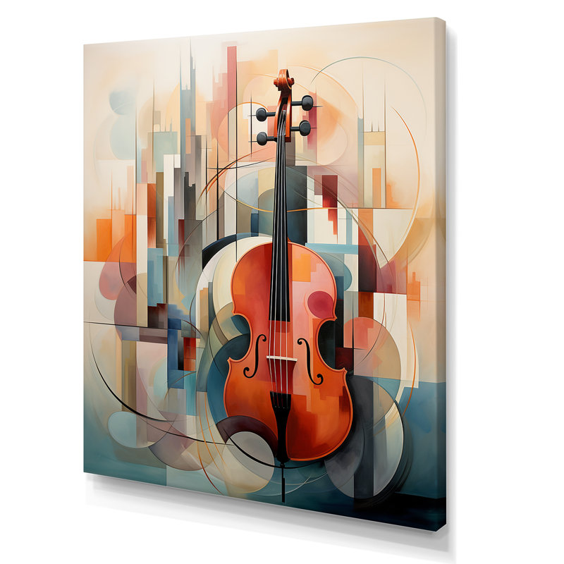 Cubique musique violon, sonate - impressions sur toile, Toile tendue, H 44 po x l 34 po