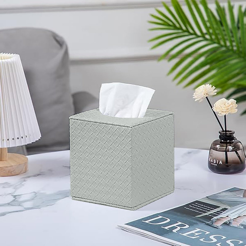 Square PU fabric Tissue Box Cover, Grey