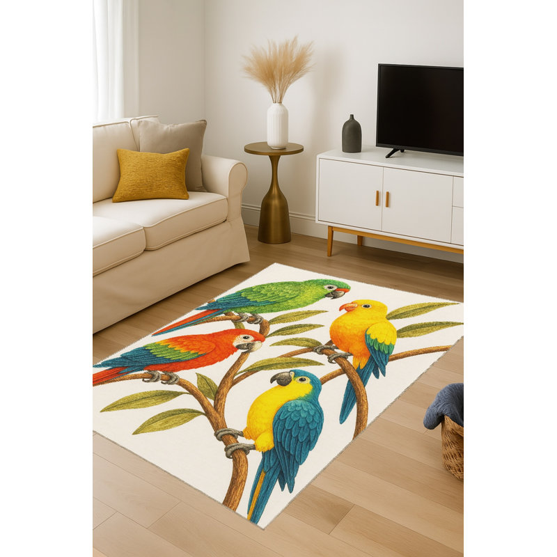 Tapis tissé à la crème Mosso, 4'11" x 7'7"