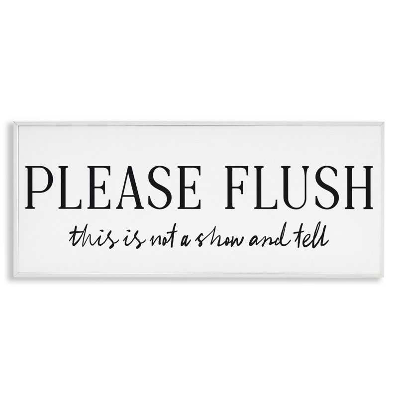 Not Show & Tell Bathroom Framed Giclee, design by Lettered and Lined, 10" H x 24" W, Coastal White Framed Giclee