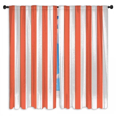 Red White Stripes Window Curtains Stripes Sheer & Room Darkening - 2 Panels