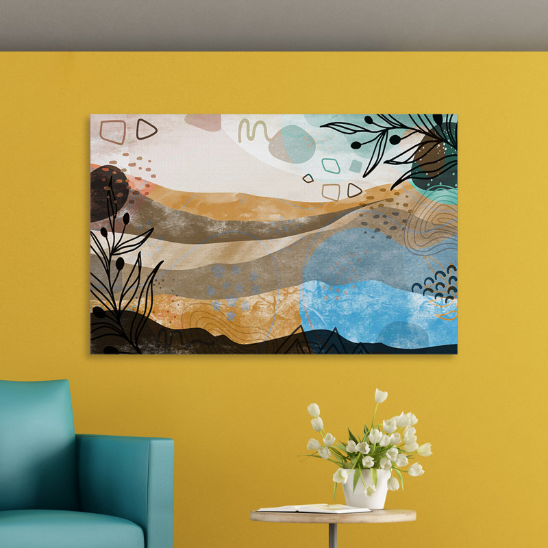 Boho Landscape 303 - Impression sur toile tendue, H 12 po x l 18 po x P 1,5 po