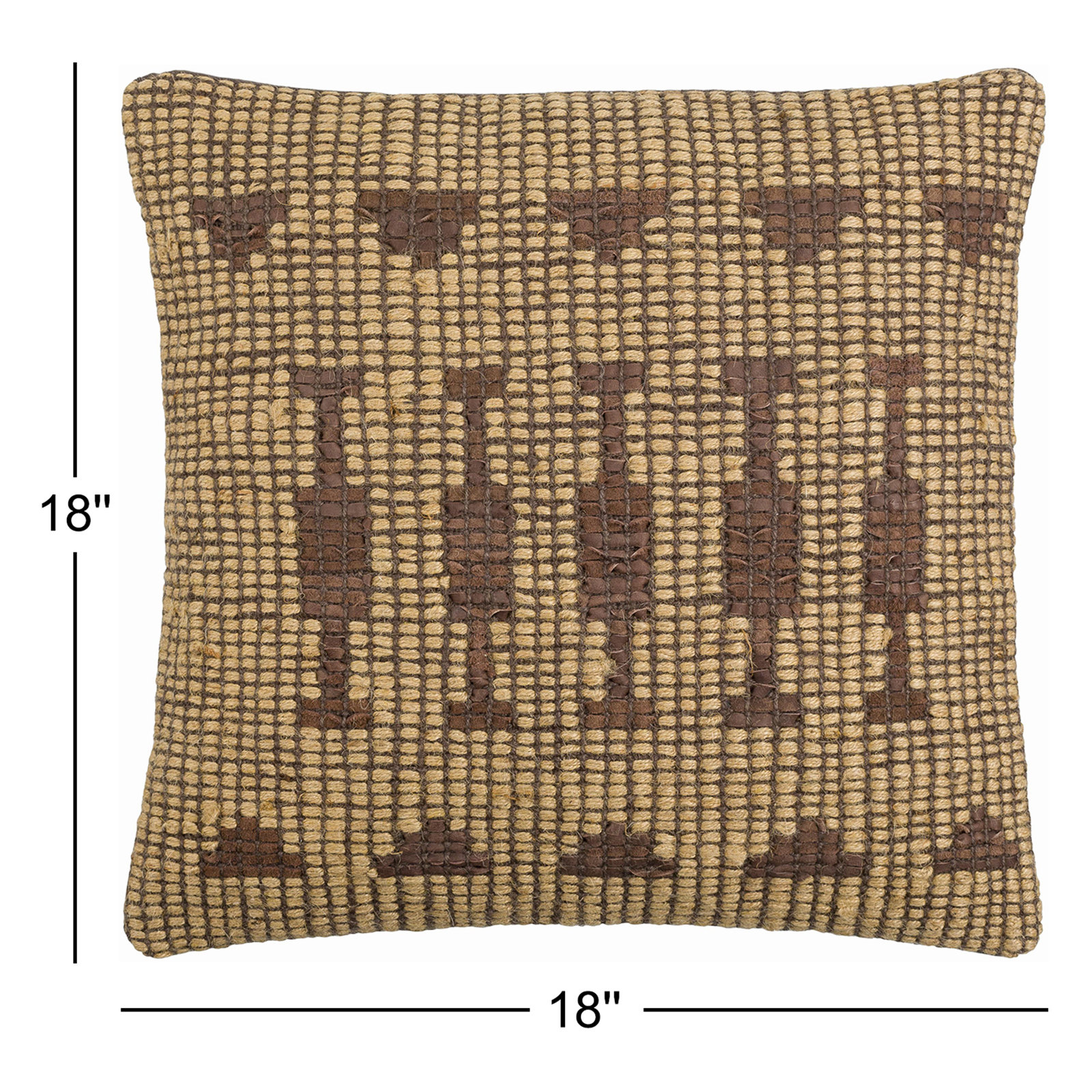 Twareg Geometric Jute / Sisal Throw Pillow, 18"H x 18"W, Down Blend