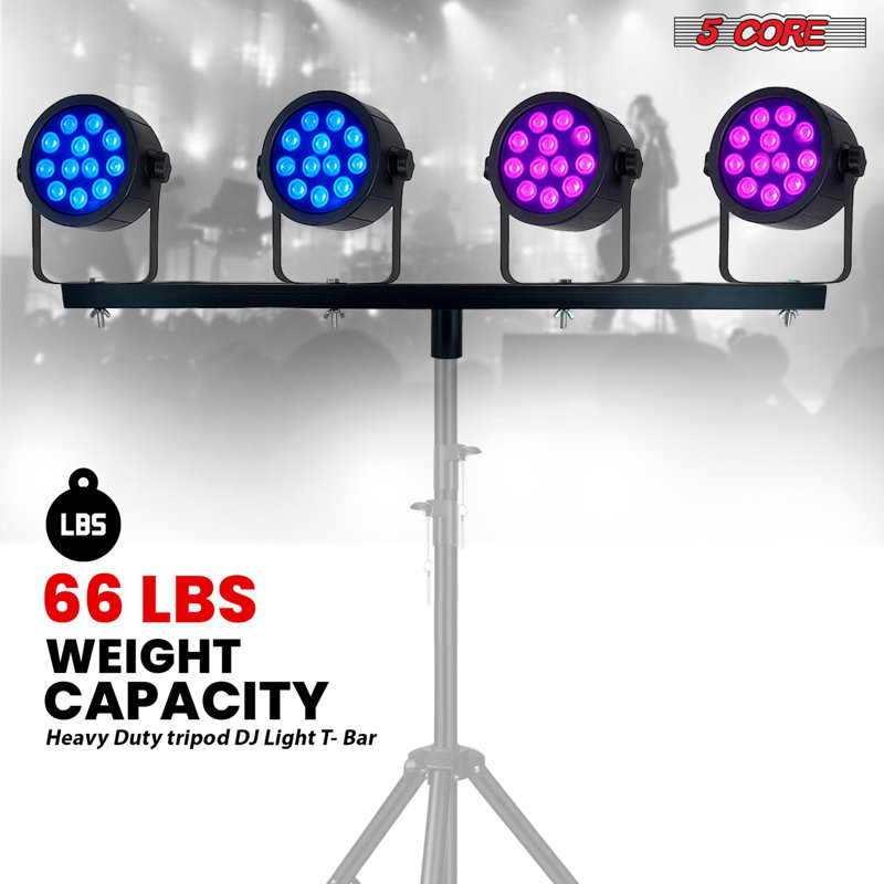 Barre en T à 5 lumières de base et 4 lumières à rallonge 2 pièces pour barre transversale de 66 lb