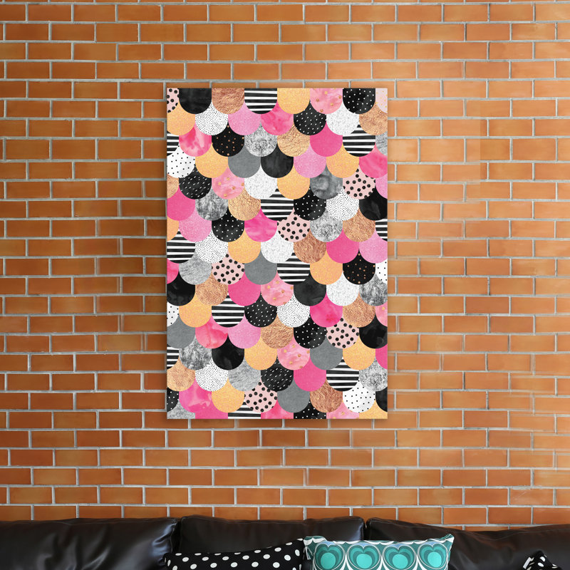 «Pretty Mermaid», impression sur toile tendue, H 26 po x l 18 po x P 1,5 po, Toile avec cadre noir, Pas de tapis