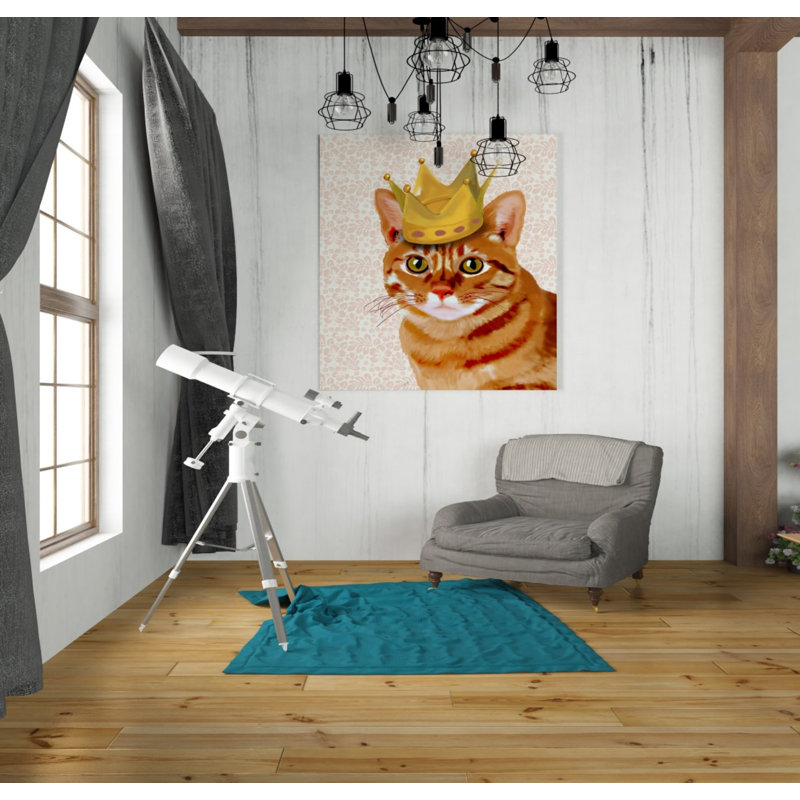 «Ginger Cat With Crown Portrait», impression sur toile tendue, H 30 po x l 26 po x P 1,5 po