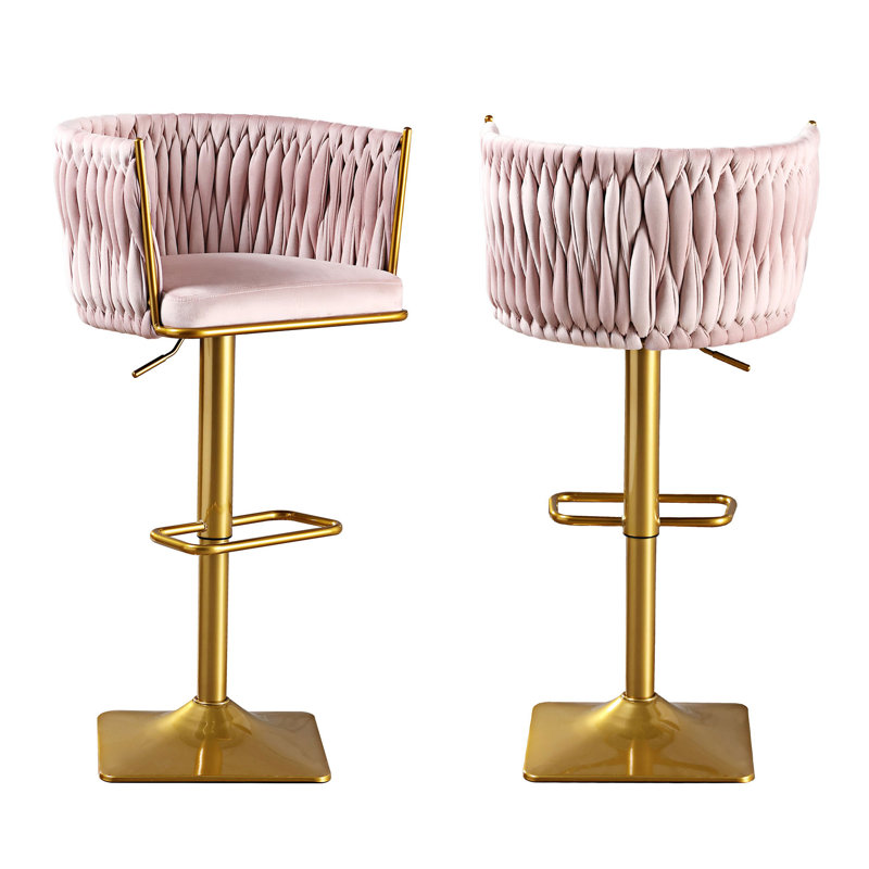 Tabouret de bar rotatif à hauteur ajustable Bengal, Rose