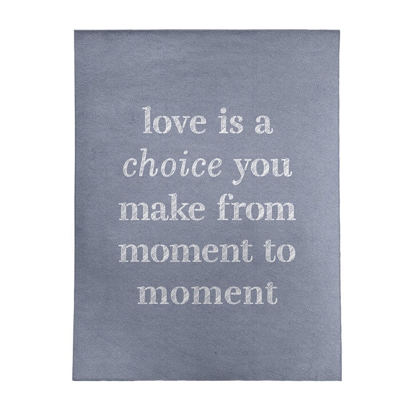 Tapis de l’amour manuscrit est un en poly-chenille choice quote, Rectangle 5 pi x 7 pi