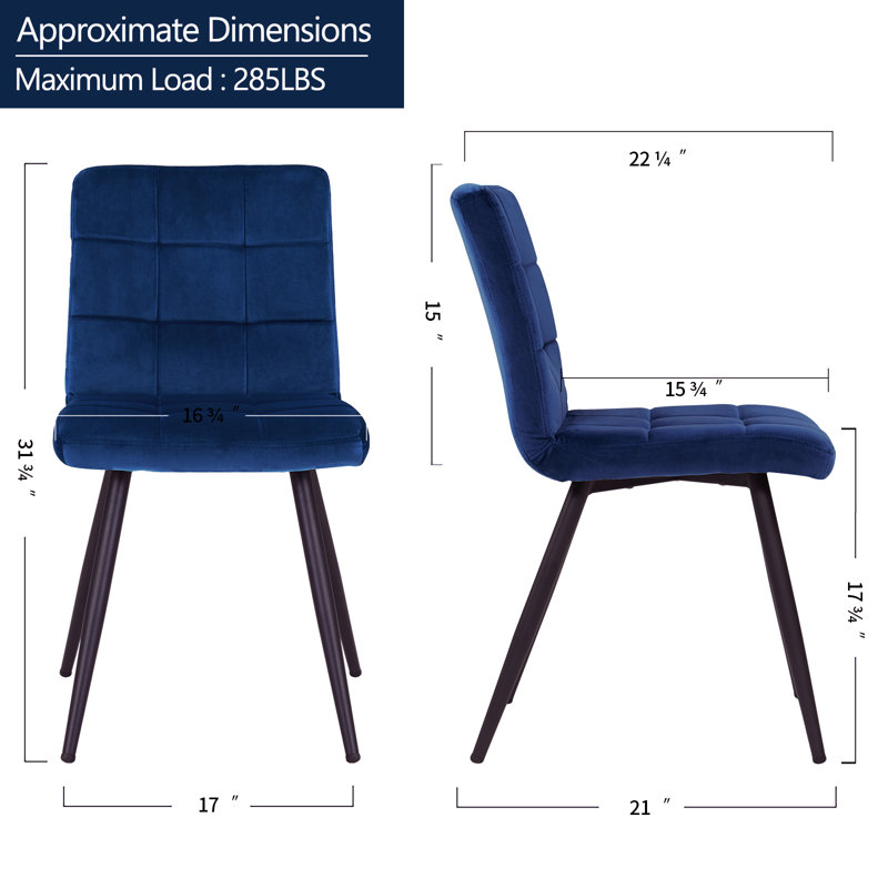 Chaise d'appoint rembourrée en velours Furst, Bleu
