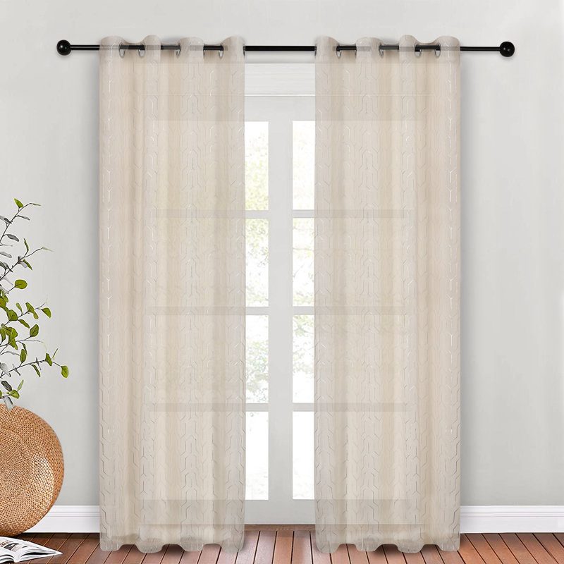 Jattin Sheer Curtain Pair, Ivory, 42" W x 84" L