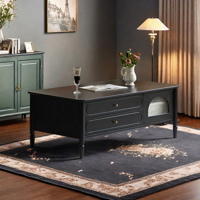 Retro rectangular solid wood coffee table