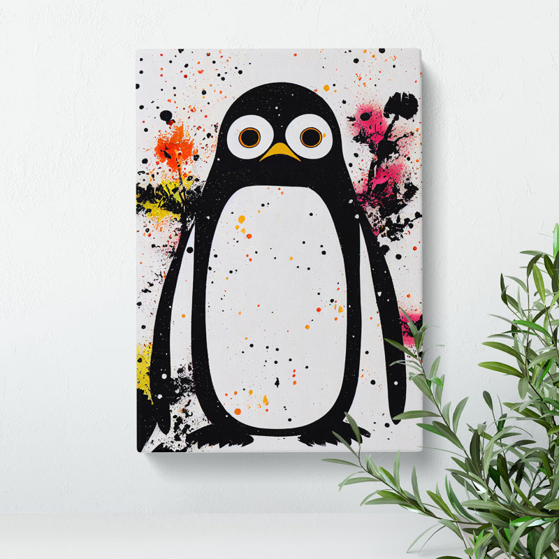 Painted Penguin No.2 - Wall Art, 76cm H x 50cm W x 3cm D, Wrapped Canvas