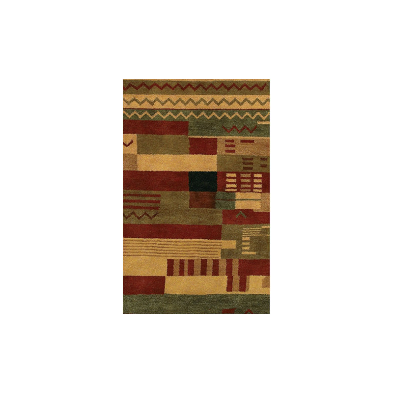 Chelsea Wool Abstract Area Rug in Green/Brown/Red, Rectangle 7'9" x 10'6"