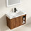 Meuble-lavabo mural avec lavabo en céramique blanche et porte à fermeture en douceur