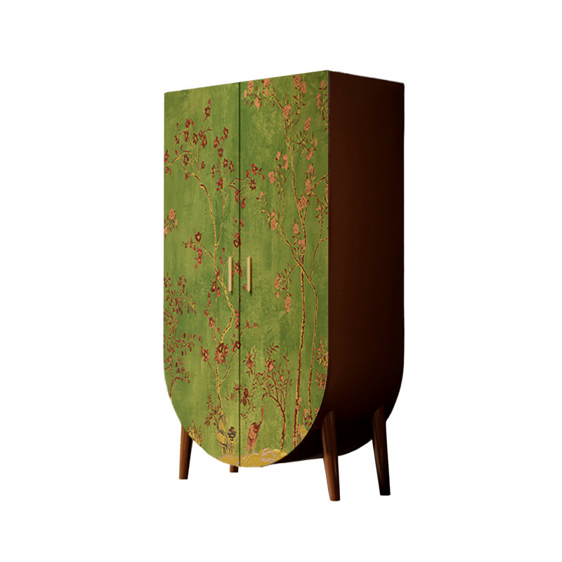 Armoire de rangement haute Retro, Noyer / vert