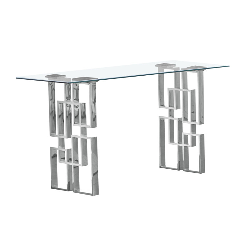 Lusch 60'' Glass Top Console Table, Silver