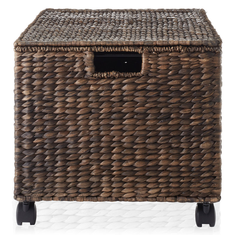 Casafield Water Hyacinth Rolling Filing Cabinet, Espresso
