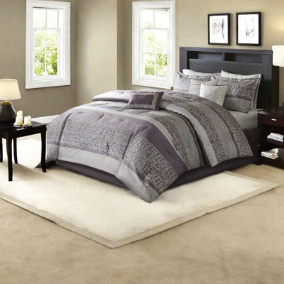 Ensemble de literie de luxe en jacquard 7 pièces, polyester, chic transitionnel, grand