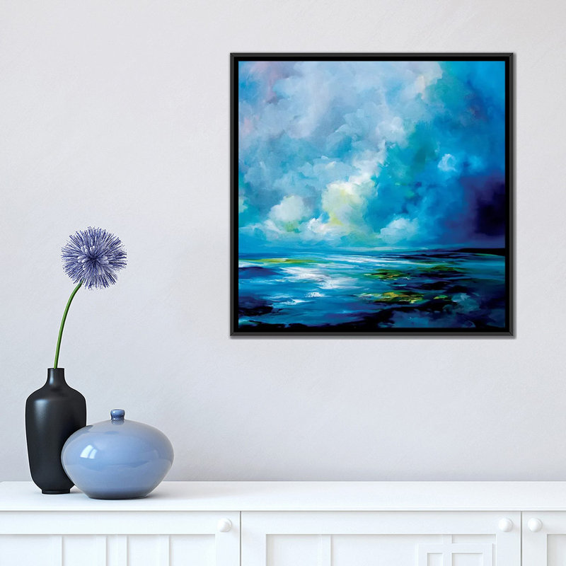 «Blue Velvet», impression sur toile tendue, H 18 po x l 18 po x P 1,5 po, Toile encadrée noire, Pas de tapis