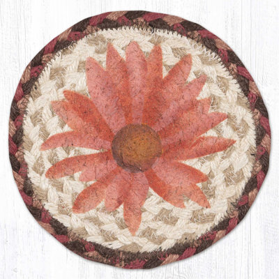  Garden-Themed Jute Coaster – 7" Floral Hand-Stenciled Art