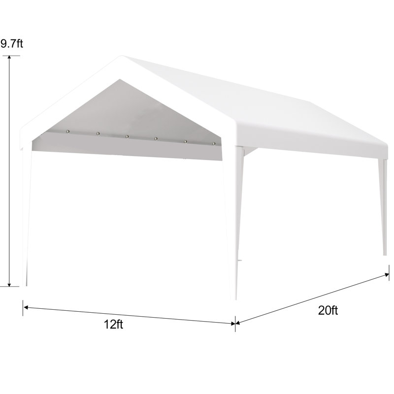 Toile de remplacement pour abri de garage 12 x 20 pi - Housse de protection pour abri de garage imperméable à 76 boucles élastiques
