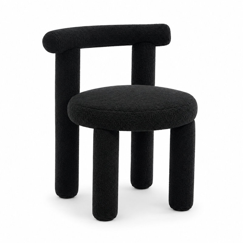 Set of 6 Modern 18.5'' H Upholstered Dining Chair With Solid Wood Legs, Black, 6
