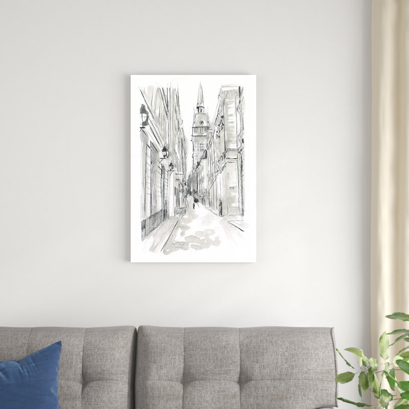 Croquis de la ville européenne III, H 30 po x l 20 po x P 1,25 po