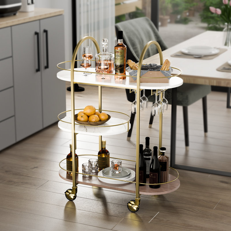 3-Tier Arc Bar Cart, Gold