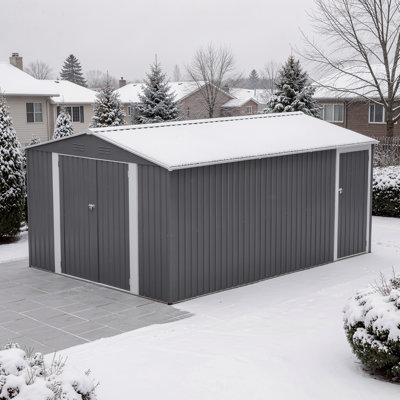 10' X 14' Outdoor Metal Storage Shed, Large Lockable Garden Tool Shed With Side Door & Air Vents