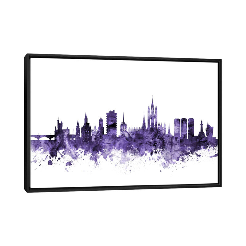 «Aberdeen, Écosse» par Michael Tompsett, impression sur toile tendue, Toile avec cadre flottant noir, Pas de tapis