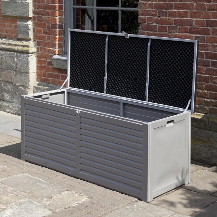 Dakota Fields Irby 490L Gallon Water Resistant Plastic Lockable Deck Box in Grey