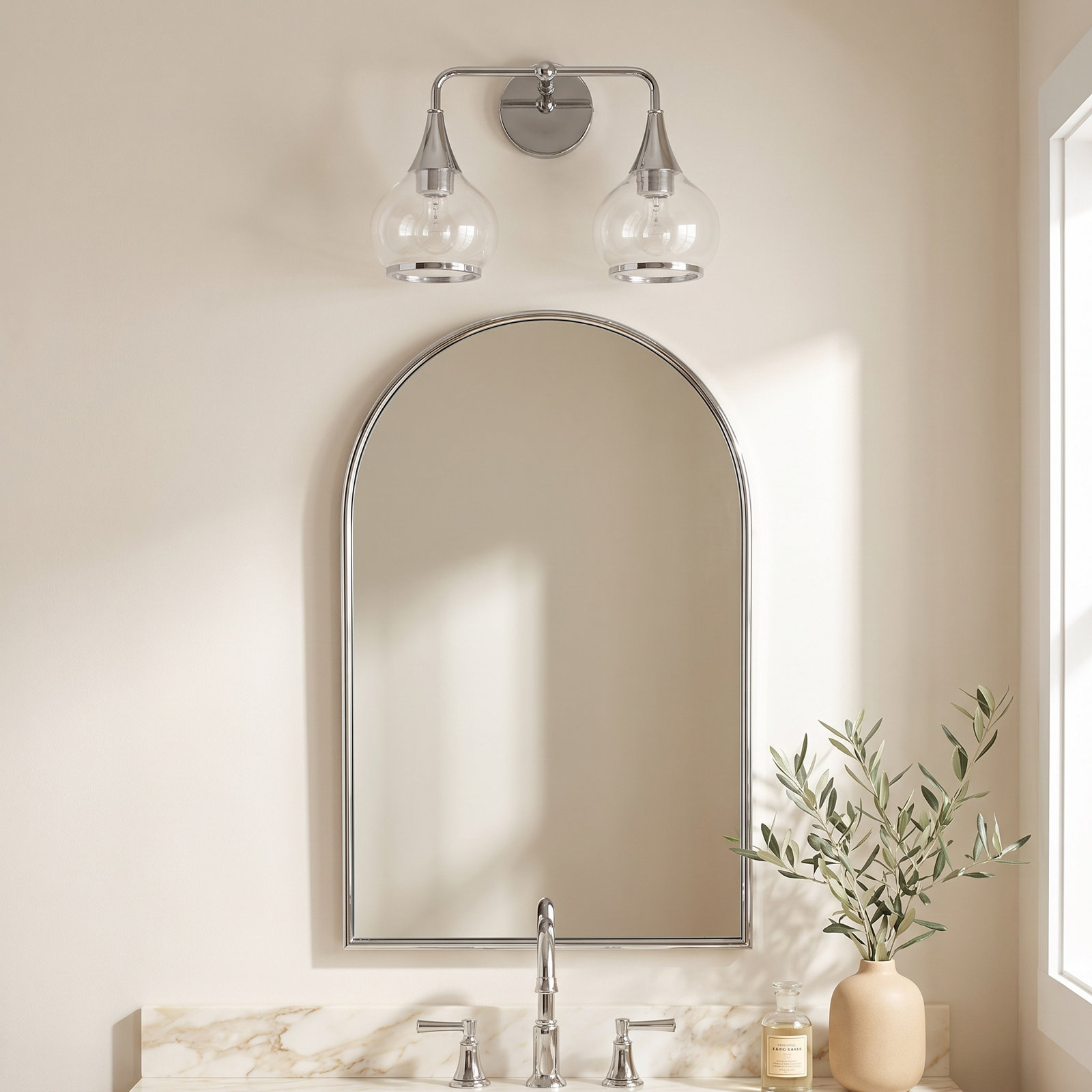 Marsi Vanity Light, Clear Glass, Chrome, 2