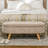 Storage Ottoman Bench, Teddy Fleece Upholstered End Of Bed Bench With Wood Legs And Padded Seat, Oval Modern Entryway Bench, Beige-472269060