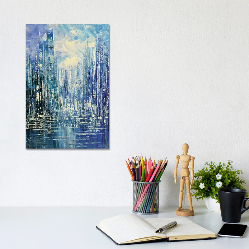 Blue Rain by Tatiana Iliina - Wrapped Canvas Gallery-Wrapped Canvas Giclée, 20.32 cm H x 30.48 cm W