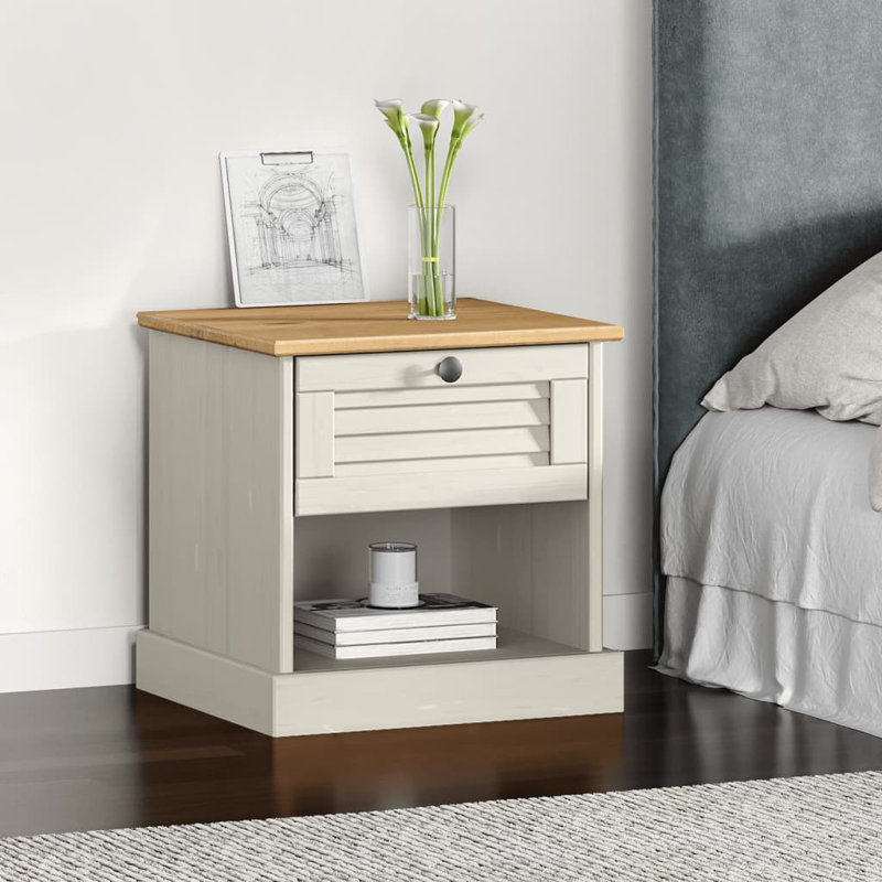 Hurhula Bedside Cabinet VIGO 42x35x42 cm Solid Wood Pine, White